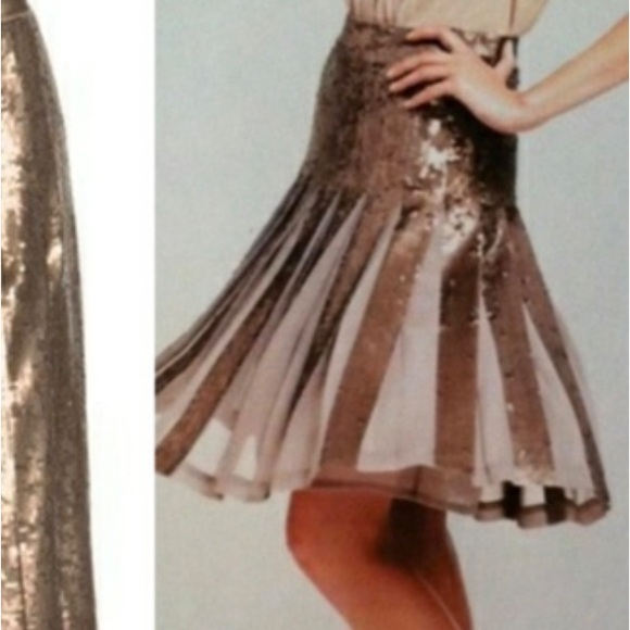 BcbgmaxAzria Sequin Pleated Skirt - purple/Brown size medium - Picture 3 of 7